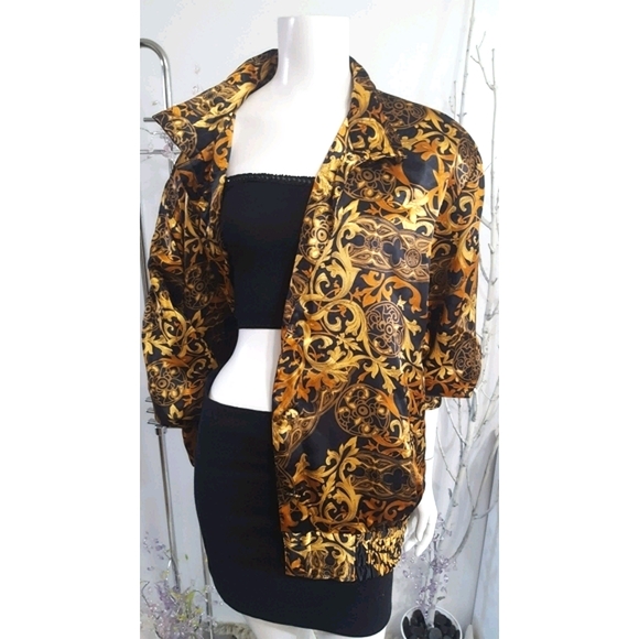 Collections 90's🔥Vtg Oversized Golden Brown Silky Bomber Jacket - Picture 4 of 15